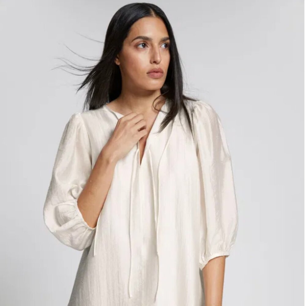 & Other Stories - Loose Fit Puff Sleeve Dress (Off-White)
